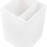 Plastic Pen Holder — White — Desktop Pencil Cup — Sold individually: Office Supplies