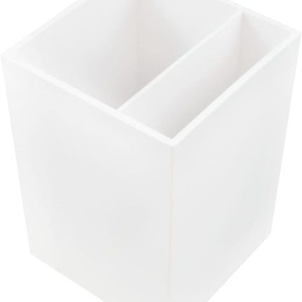 Plastic Pen Holder — White — Desktop Pencil Cup — Sold individually: Office Supplies