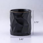 Ceramic Irregular Round Pen Holder For Desk Cute Stand Gold Line Aesthetic Pencil Cup Pot Desk Organizer for Men Women Makeup Brush Holder (Black) - Image 2