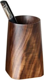 Durable Whole Piece Black Walnut Pencil Wood Pen Holder Wooden Desktop Pencil Cup Office Supplies Organizer Caddy Stand, 75x75x120mm - Image 2