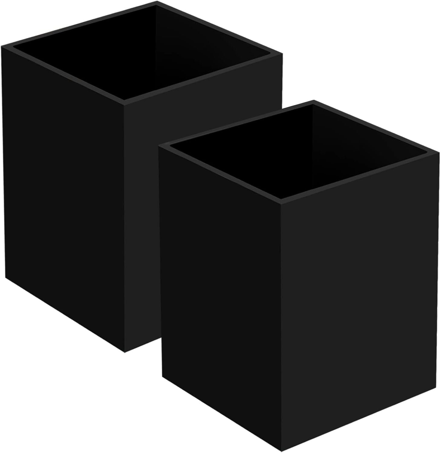 41XJbjxqGCL._AC_SL1500_.jpg 2-Piece Acrylic Pen Holder Set, Black Makeup Brush Holder, Office Desktop Stationery Organizer | Office Supplies - Image 1