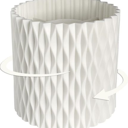 Rotating Pen Holder for Desk, 5 Slots Unique White Desk Organizer Easthetic Desktop Supplies and Accessories for Women Girls, Pencil Cup Caddy for Office Home Art Supply