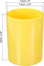 Pencil holder (2 pieces), round plastic pen/makeup brush holder, desktop stationery organizer, suitable for home and office, yellow: Office Supplies - Image 2
