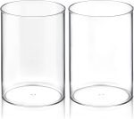 2-Piece Acrylic Cylindrical Pen Holder Set, Stylish Transparent Desktop Organizer, Round Makeup Brush Holder, Suitable for Home, School, and Office Desks & Stationery Organizers | Office Supplies