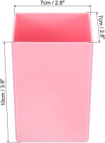 Pencil holder (2 pieces), square plastic pen/makeup brush holder, desktop stationery organizer, suitable for home and office, pink: Office Supplies - Image 2