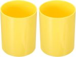 Pencil holder (2 pieces), round plastic pen/makeup brush holder, desktop stationery organizer, suitable for home and office, yellow: Office Supplies