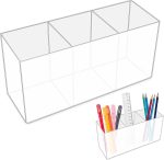 Acrylic Pen Holder, 3-Compartment Design, Desktop Stationery Organizer, DIY Combination Pen Holder, Suitable for Makeup Brush Storage in Home, Office, Classroom, and Bathroom | Office Supplies
