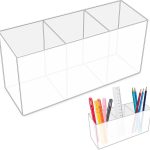 Acrylic Pen Holder, 3-Compartment Design, Desktop Stationery Organizer, DIY Combination Pen Holder, Suitable for Makeup Brush Storage in Home, Office, Classroom, and Bathroom | Office Supplies