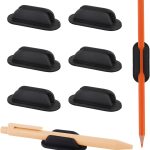 6 Pack Adhesive Pencil Holders for Desk, Flexible Black Silicone Pen Holder with Adhesive Pads for Office Essentials and Teacher Supplies