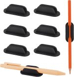 6 Pack Adhesive Pencil Holders for Desk, Flexible Black Silicone Pen Holder with Adhesive Pads for Office Essentials and Teacher Supplies