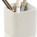 Aesthetic Pen Holder for Desk - Modern Concrete Pencil Holder - Cute and Functional Desk Organizer for Office Supplies - Stylish Office Decor Pen Cup