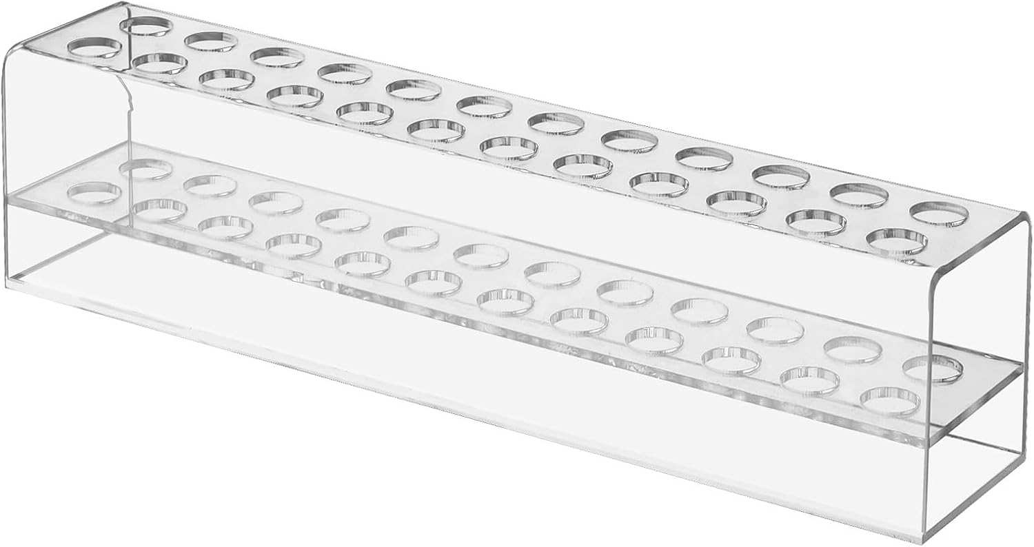 61iKzEK6V1L._AC_SL1500_.jpg Acrylic Pen Holder, 24-Compartment Pen Holder/Display Rack, Transparent Design, can be used as an eyebrow pencil holder, paintbrush holder, makeup brush holder, suitable for home, office desktops, and school stationery storage: Office Supplies - Image 1