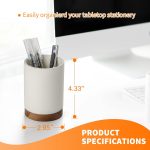 Pen Holder for Desk, Ceramic Pencil Organizer & Makeup Brush Holder, Office Decor and Desk Accessories，Perfect Office Organization,Teacher Supplies (White, Set / 1) - Image 2