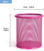 Desktop Pen Holder Cup, Metal Mesh Pencil Cup Holder, Suitable for Office Desk and Pen Storage (Pink): Office Supplies - Image 2