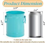 9 Pack Metal Pen Holder, Mini Pencil Bucket with Handle, Desktop Pencil Cup Makeup Brush Organizer, Desk Colorful Small Pails, Stationary Supplies Container for Office Classroom School Crafts - Image 2