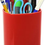 Extra-large pen holder/pen cup — giant desktop organizer, designed for students, artists and professionals (plastic material) (pure red): Office Supplies