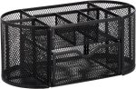Mesh Desk Organizer with Pen Holder, Pullout Drawer and Office Caddy Storage, 9.25" x 4.53" x 3.94", Black